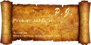 Prokop Jolán névjegykártya
